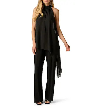 Adrianna Papell Jersey Combo Halter Neck Sleeveless Jumpsuit | Dillard's | Dillard's
