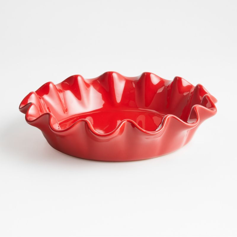 Emile Henry Burgundry Ruffled Deep Ceramic Pie Dish + Reviews | Crate & Barrel | Crate & Barrel