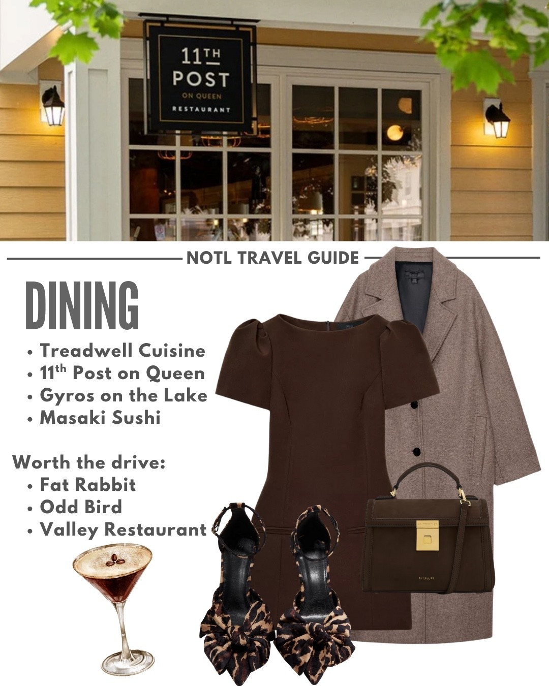 What to wear to a fall dinner out 🤎🍂

Tags: date night outfit, drinks with friends, espresso brown Zara party dress, wool coat, leopard bow heels, suede DeMellier bag, holiday party outfit, thanksgiving, Niagara-on-the-Lake travel guide, weekend getaway 

#LTKHoliday #LTKShoeCrush #LTKTravel