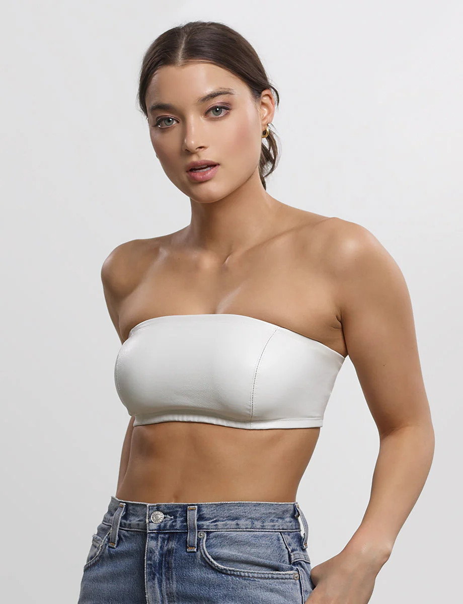 Faux Leather Bandeau Bralette Large / White | Commando®