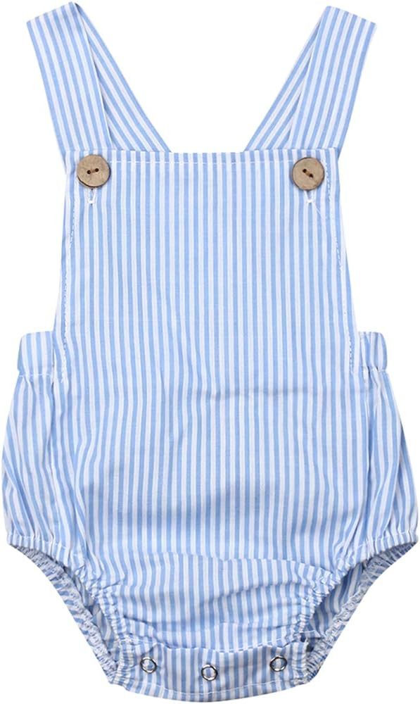Newborn Baby 1 Piece Summer Romper Baby Girl Boy Solid Color Jumpsuit Sleeveless Backless Overall... | Amazon (US)