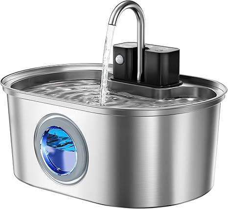 Stainless Steel Cat Water Fountain 108oz/3.2L:Battery Operated Wireless Cat Fountains for Drinkin... | Amazon (US)