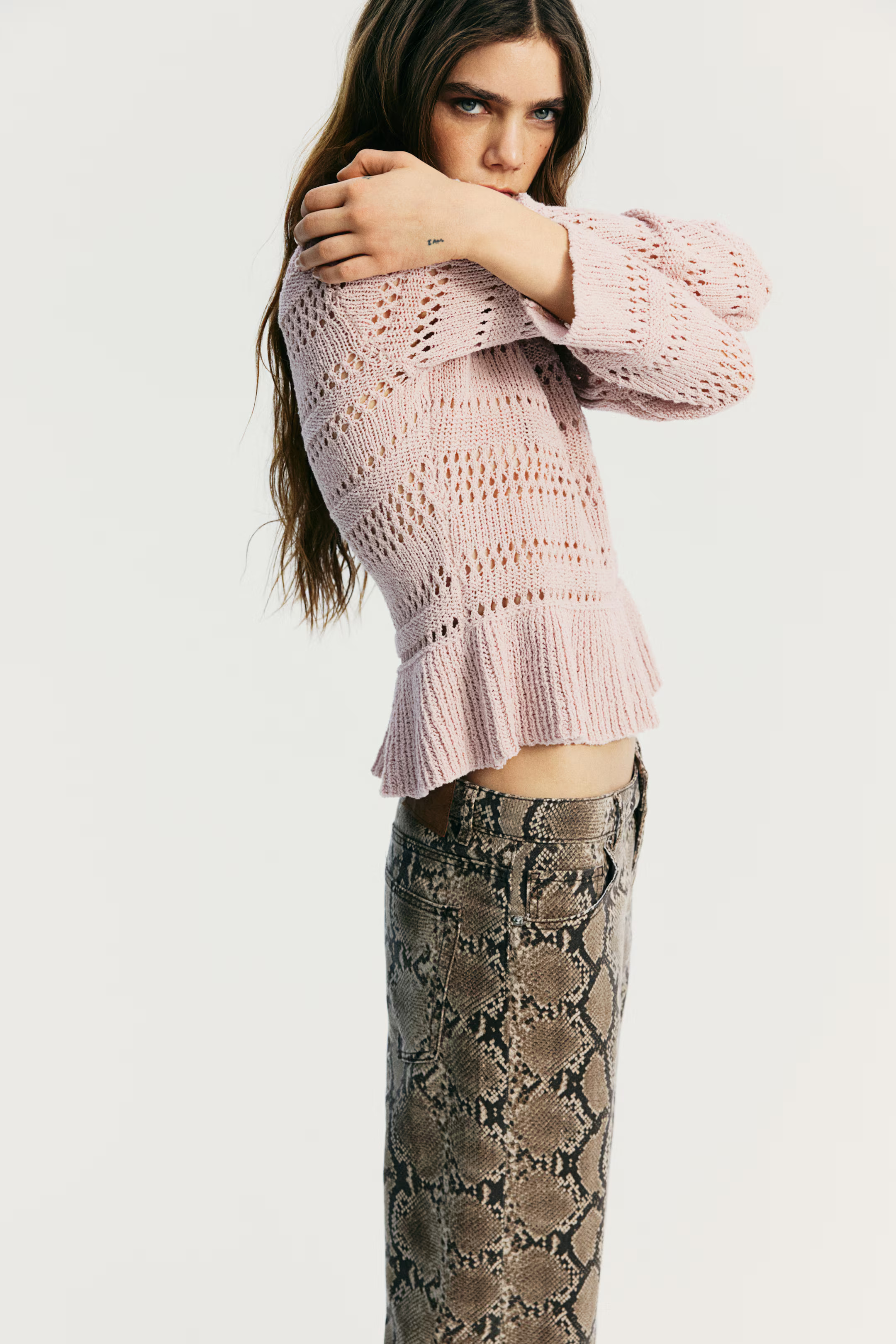 Pointelle-Knit Peplum Sweater | H&M (US + CA)