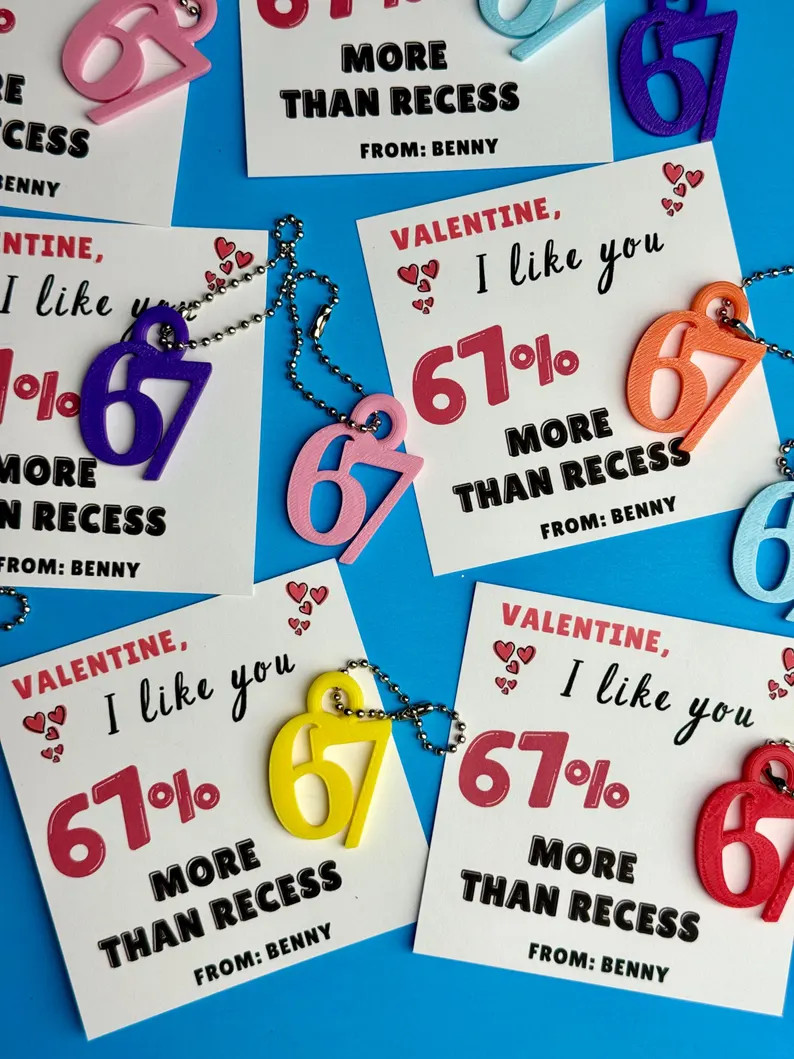 Funny '67' Keychain Valentine, School Birthday Party Favor - Etsy | Etsy (US)