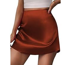 Zeagoo Womens Satin Skirts Mini Length A-Line Zipper Short Skirt Summer | Amazon (US)