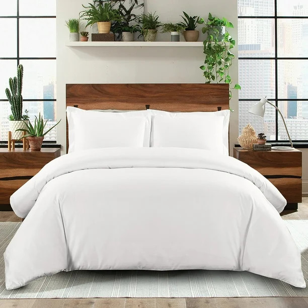 Soft 600 Thread Count 100% Cotton Duvet Cover Set Solid - King/California King - White - Walmart.... | Walmart (US)