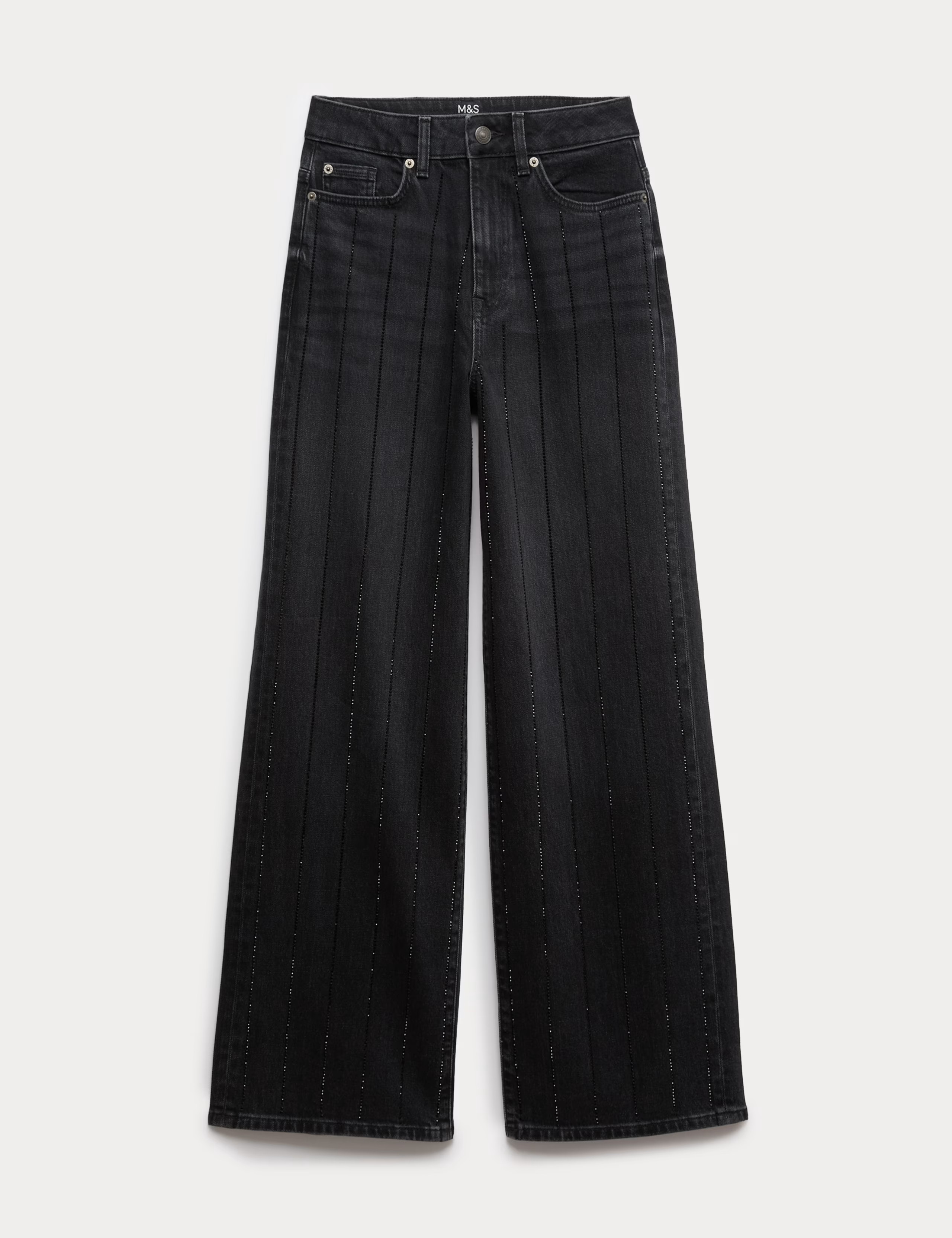 High Waisted Embellished Stripe Wide Leg Jeans | Marks & Spencer (UK)