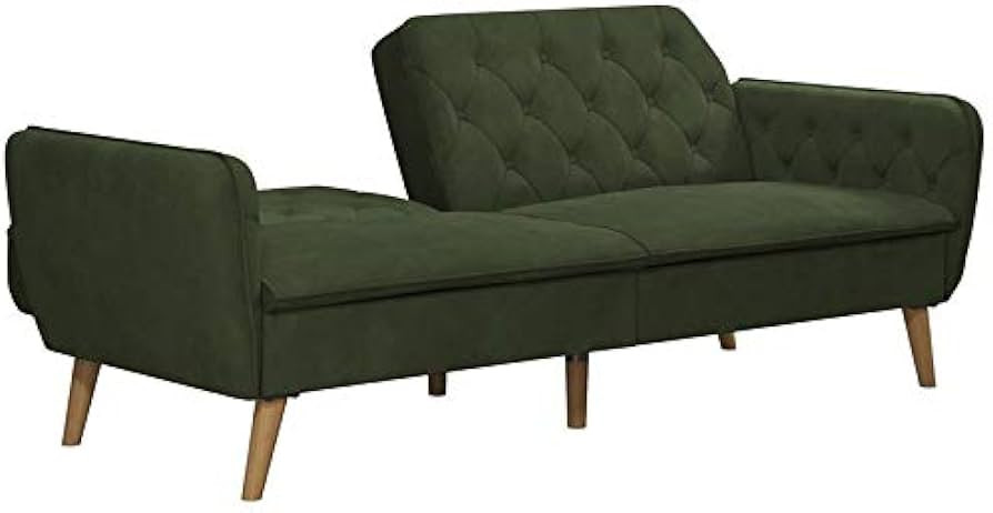 Novogratz Tallulah Memory Foam Futon, Convertible Couch, Green Velvet | Amazon (US)