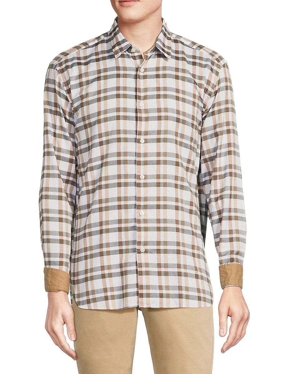 BOSS Men's Liam Plaid Shirt - Beige - Size XL | Saks Fifth Avenue OFF 5TH