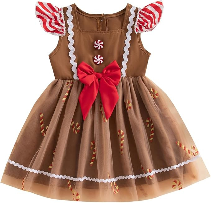 Toddler Baby Girl Christmas Outfit Santa Claus Girls Christmas Dresses Smocked Collared Party Hol... | Amazon (US)