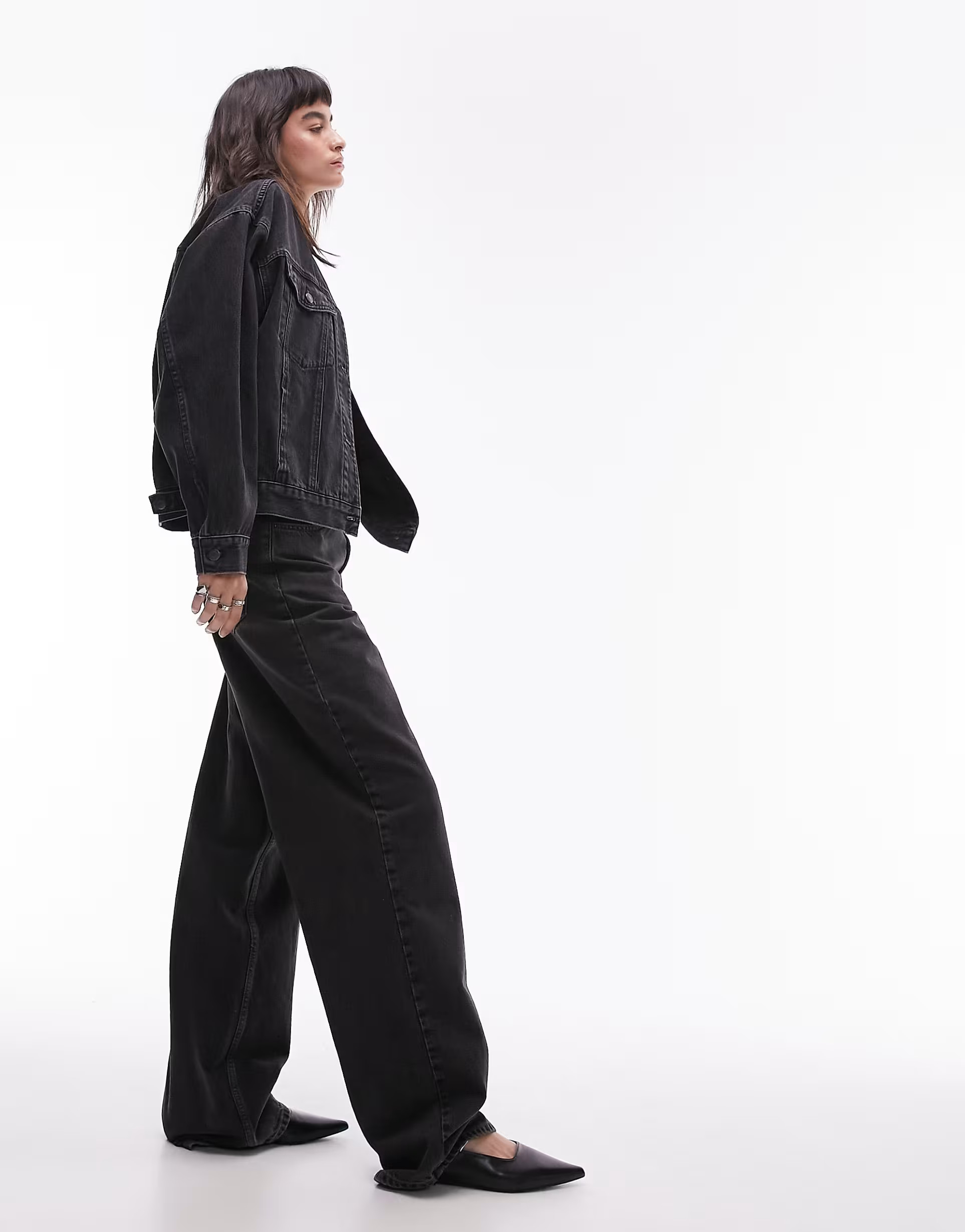 Topshop oversized denim jacket in washed black | ASOS (Global)