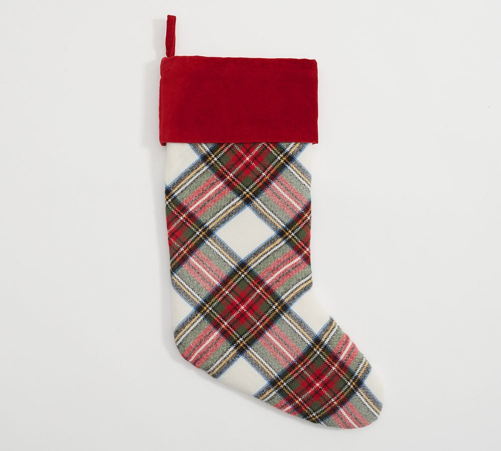Embroidered Christmas Tree Plaid Stocking | Pottery Barn (US)