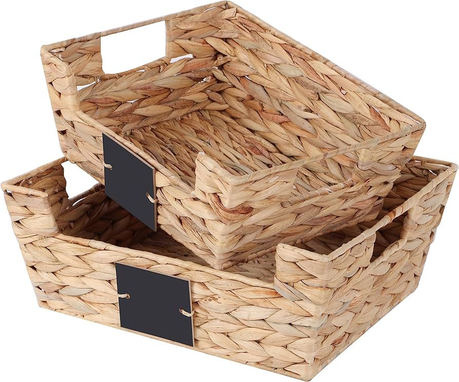 OUTBROS Storage Box Hand-Woven Wicker Storage Baskets, Multipurpose Open-Front Bin, Shelf Nesting... | Amazon (US)