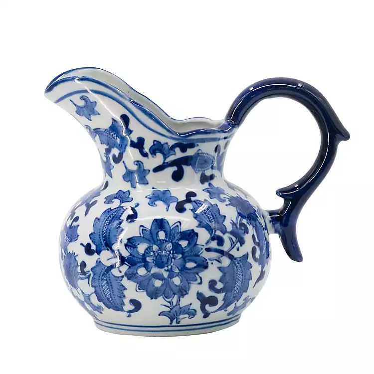 Blue and White Floral Ceramic Pitcher | Kirkland's Home