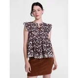 Scenario Women's and Women's Plus Short Sleeve Pleated Embroidered Printed Top, Sizes XS-4X | Walmart (US)
