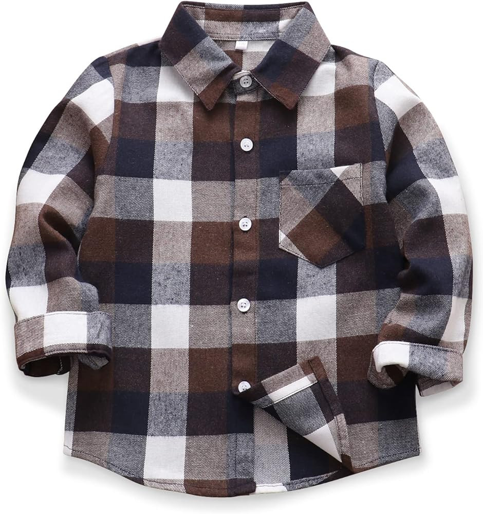 OCHENTA Little Big Boys Girls & Mens Plaid Flannel Shirt Button Down Family Matching Outfits | Amazon (US)