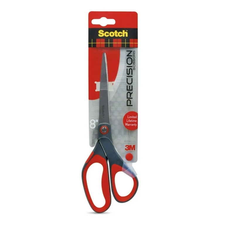 Scotch Precision Stainless Steel Crafting Scissors, 8", Pointed, Red & Gray | Walmart (US)