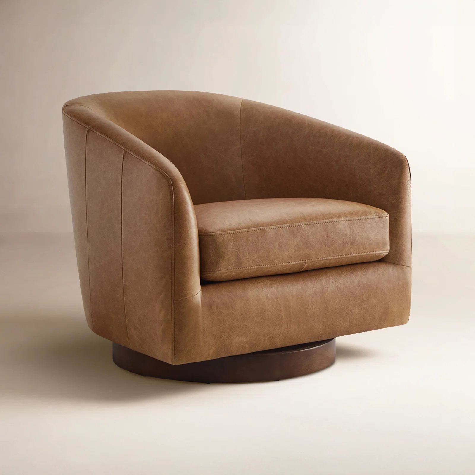 Bennett Genuine Leather Swivel Barrel Chair | AllModern
