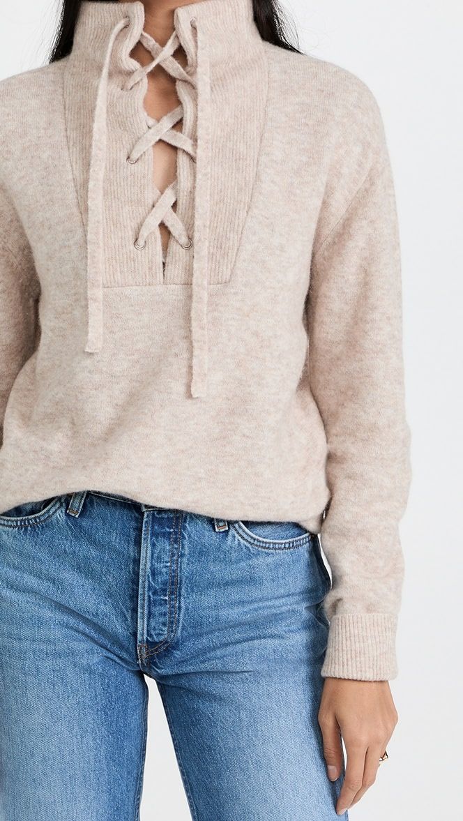 Lace Up Relaxed Fit Fuzzy Knit Sweater | Shopbop