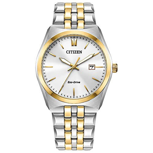 Citizen Men's Classic Corso Eco-Drive Watch, 3-Hand Date, Luminous Hands and Markers, Two-Tone Stainless Steel, White Dial | Amazon (US)