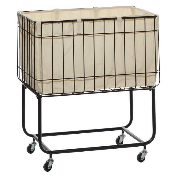 Black Metal Contemporary Storage Cart 26 x 24 x 16 - Overstock - 32134098 | Bed Bath & Beyond