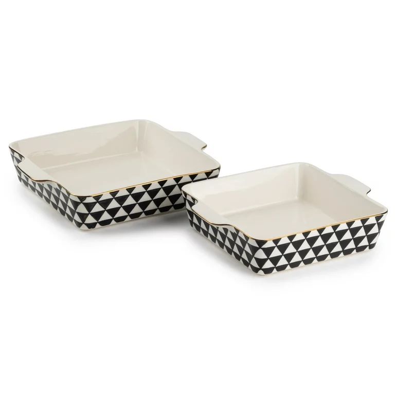 Thyme & Table Stoneware Square Baker, Black & White Medallian, 2-Piece Set | Walmart (US)
