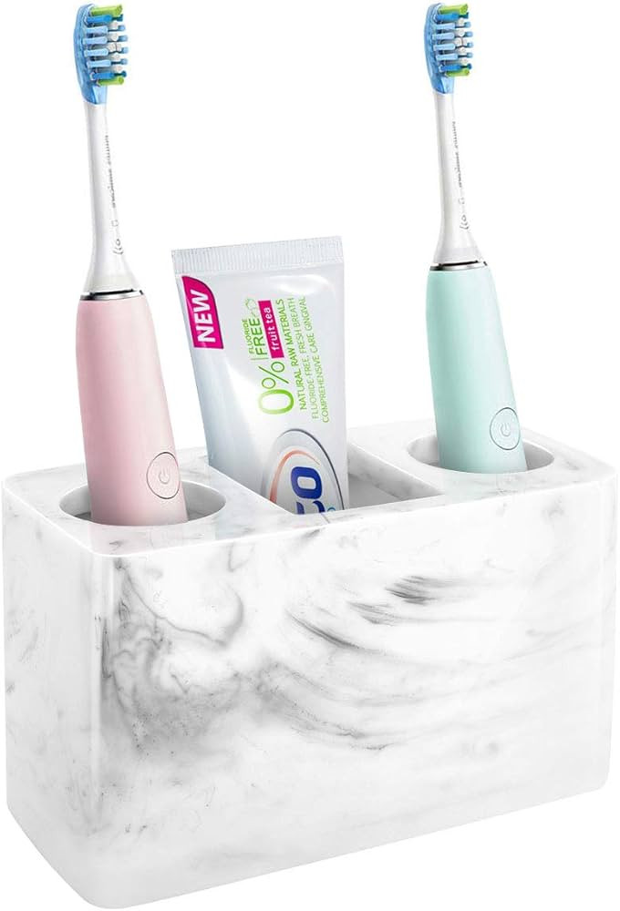 Luxspire Electric Toothbrush Holder, 3 Slots Large Marble Toothbrush Toothpaste Stand, Resin Stor... | Amazon (US)