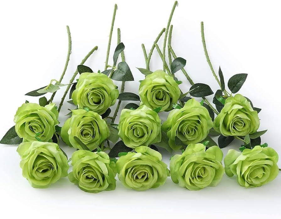 Laelfe 12 PCS Artificial Flowers Roses Silk Flowers Fake Long Stem Artificial Roses for Home Wend... | Amazon (US)