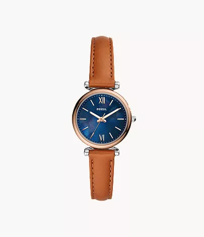 Carlie Mini Three-Hand Tan Leather Watch | Fossil (US)
