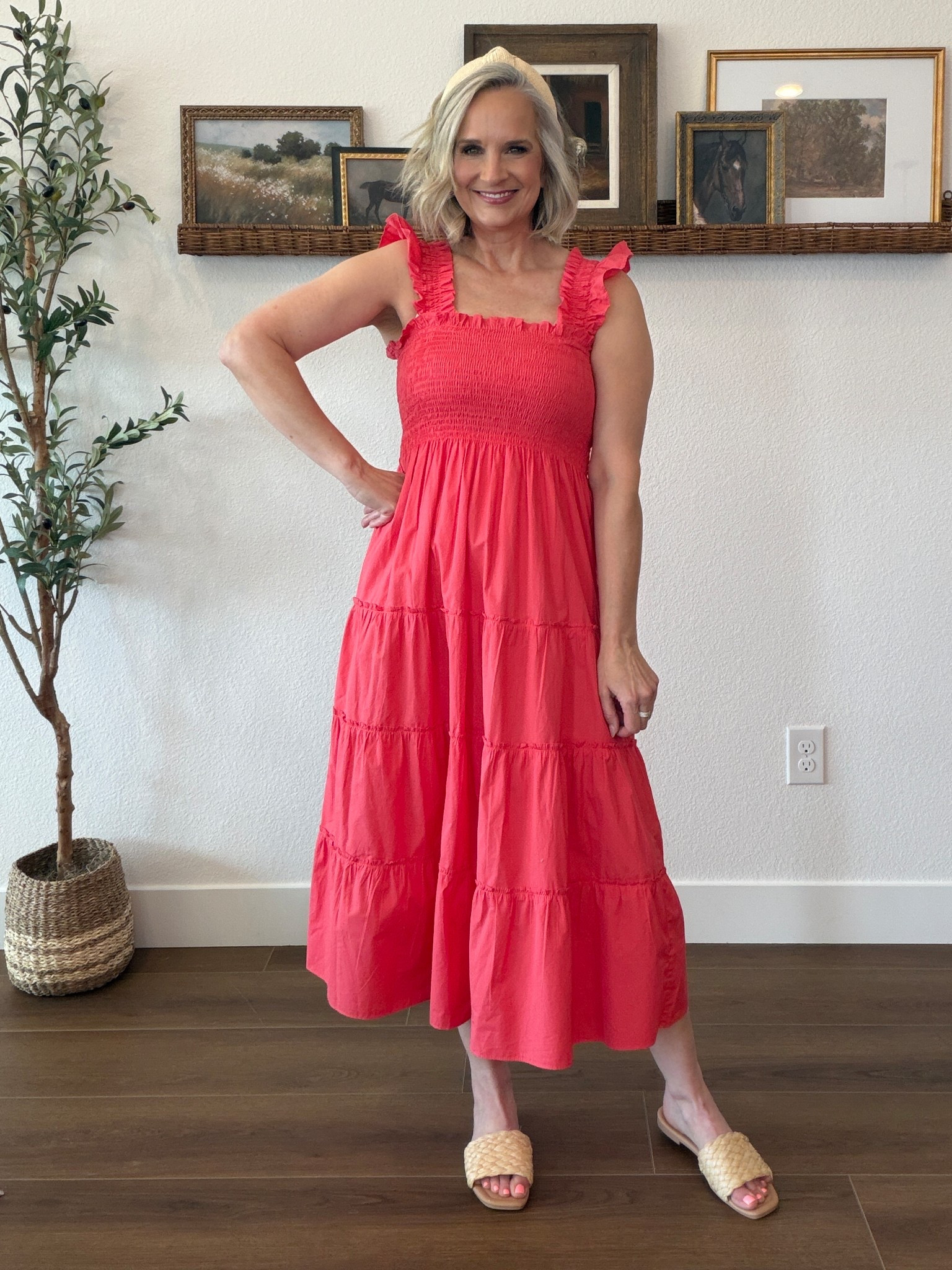 Quince had my fav dresses for summer. 
Wearing a small.

Over 40 fashion/ affordable style / elevated chic / effortless style / spring fashion / summer style / casual chic / style over 50/ 
Amazon sandals, midi dress, ruffle sleeve, smocked top

#LTKOver40 #LTKootd #LTKMothersDay