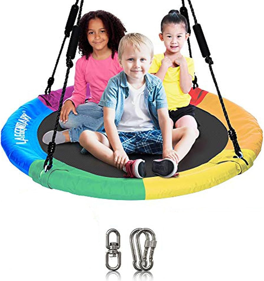 LAEGENDARY Saucer Swing for Kids and Adults - 40 Inch Round Tree Swing, Outdoor Swing, Tree Swing... | Amazon (US)