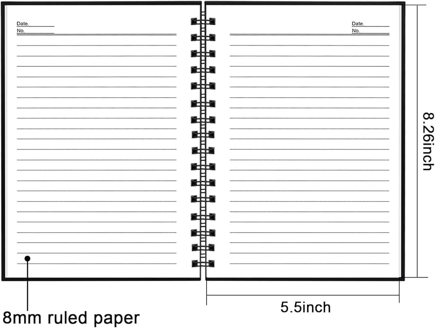 4 Pack Spiral Notebook,A5 Lined Black Journal Notebook 5.62 x 8.4 inches-100 Sheets/200 Pages,100... | Amazon (US)