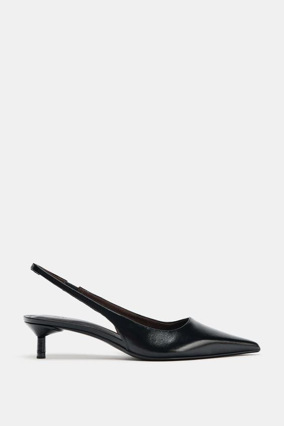 LEATHER SLINGBACK SHOES | Zara US