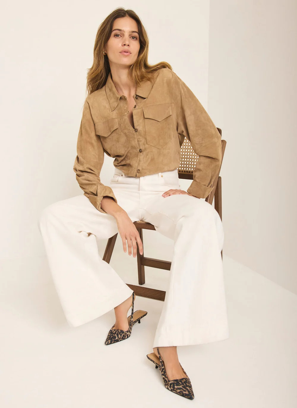 Neutral Suede Shirt | Mint Velvet