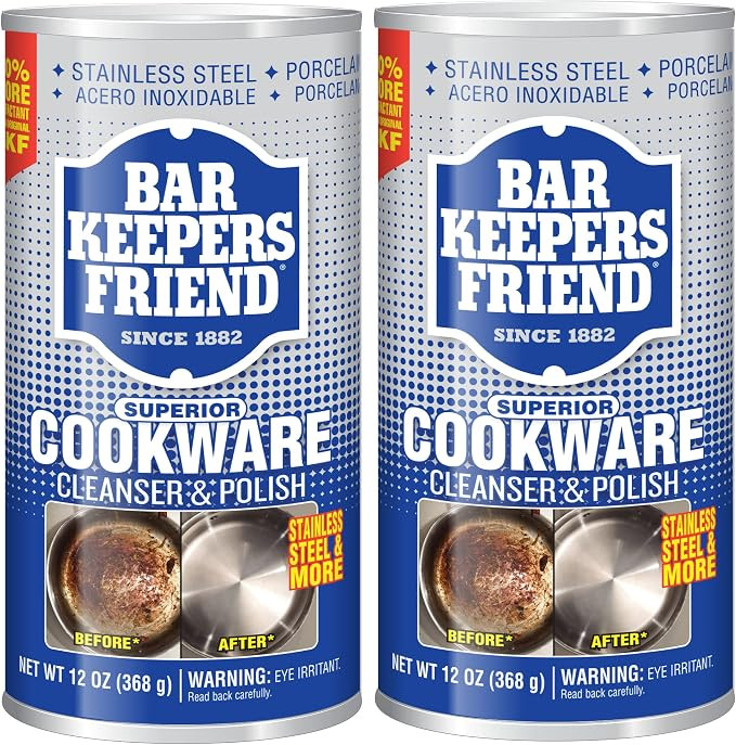 Bar Keepers Friend Cookware Cleanser & Polish (2 x 12 oz) Stainless Steel Cleaner & Degreaser for... | Amazon (US)