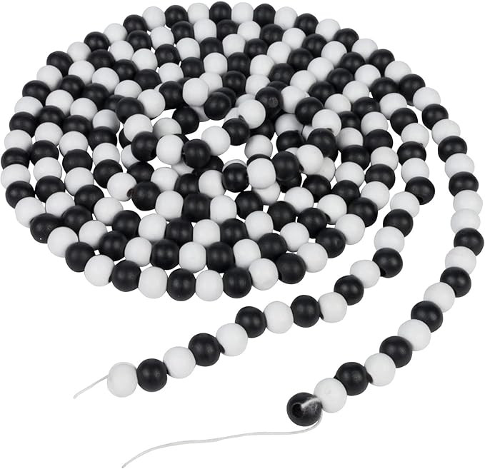 One Holiday Way 9-Foot Long Rustic Matte Black and White Wood Bead Garland Christmas Tree Decorat... | Amazon (US)