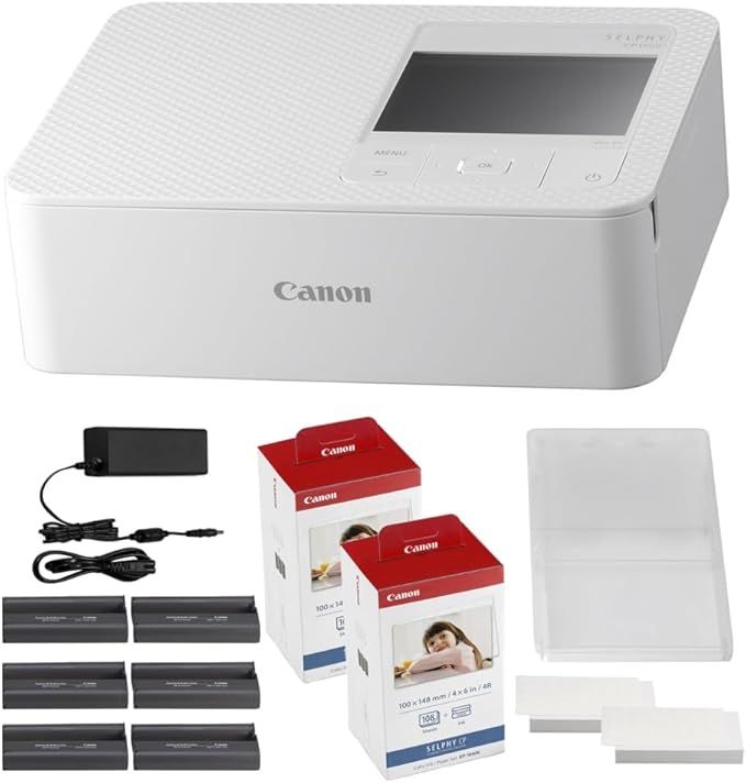 Canon SELPHY CP1500 Compact Photo Printer | White with 2 x KP-108IN Color Ink and Paper Set (3 It... | Amazon (US)