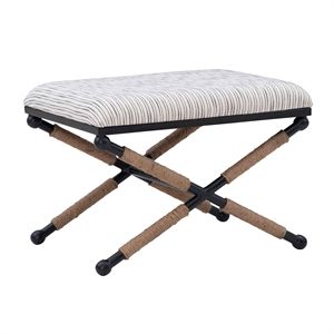 Linon Anna Metal Campaign Accent Stool in Black | Homesquare