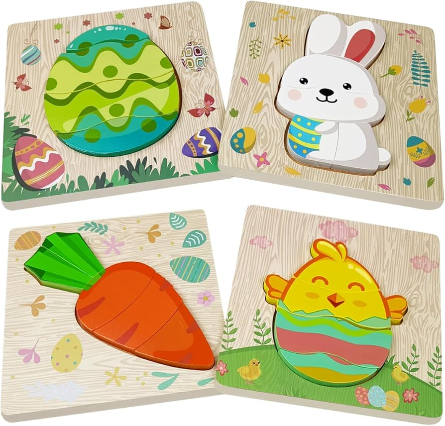 Jofan 4 Pack Easter Wooden Puzzles for Kids Toddlers Easter Toys Easter Basket Stuffers Gifts Par... | Amazon (US)