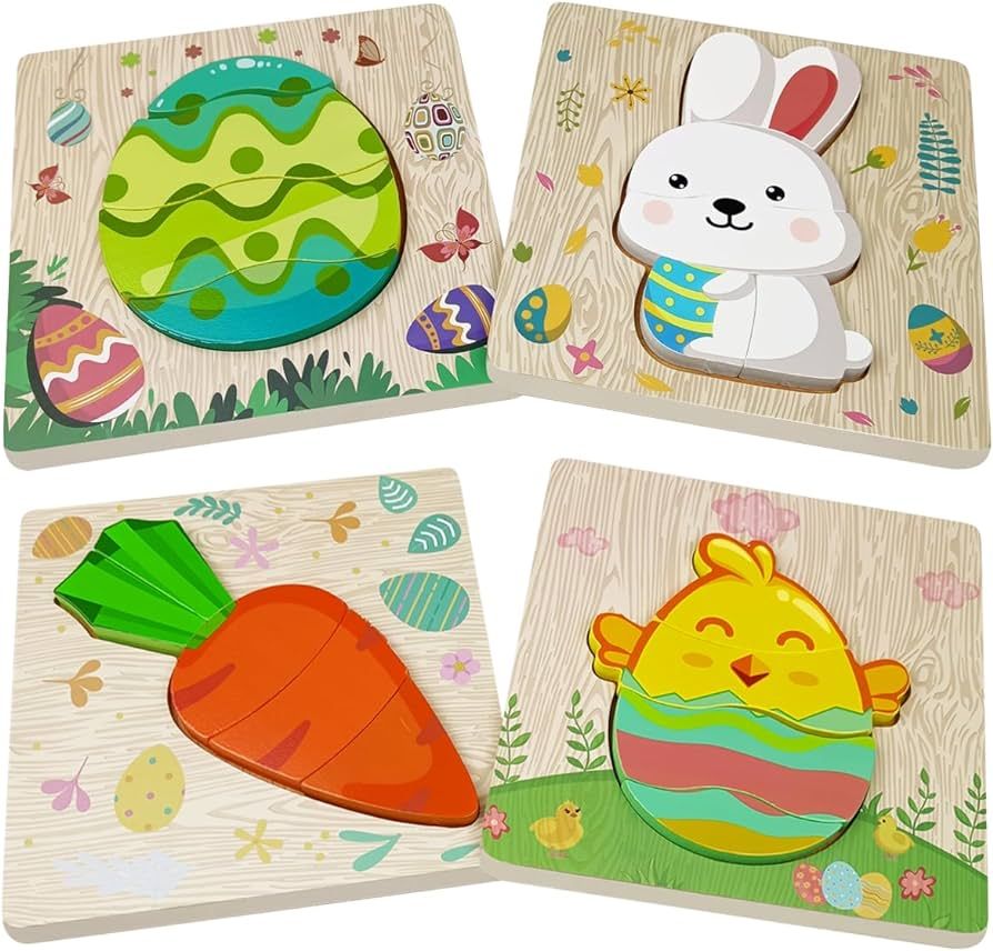 Jofan 4 Pack Easter Wooden Puzzles for Kids Toddlers Easter Toys Easter Basket Stuffers Gifts Par... | Amazon (US)