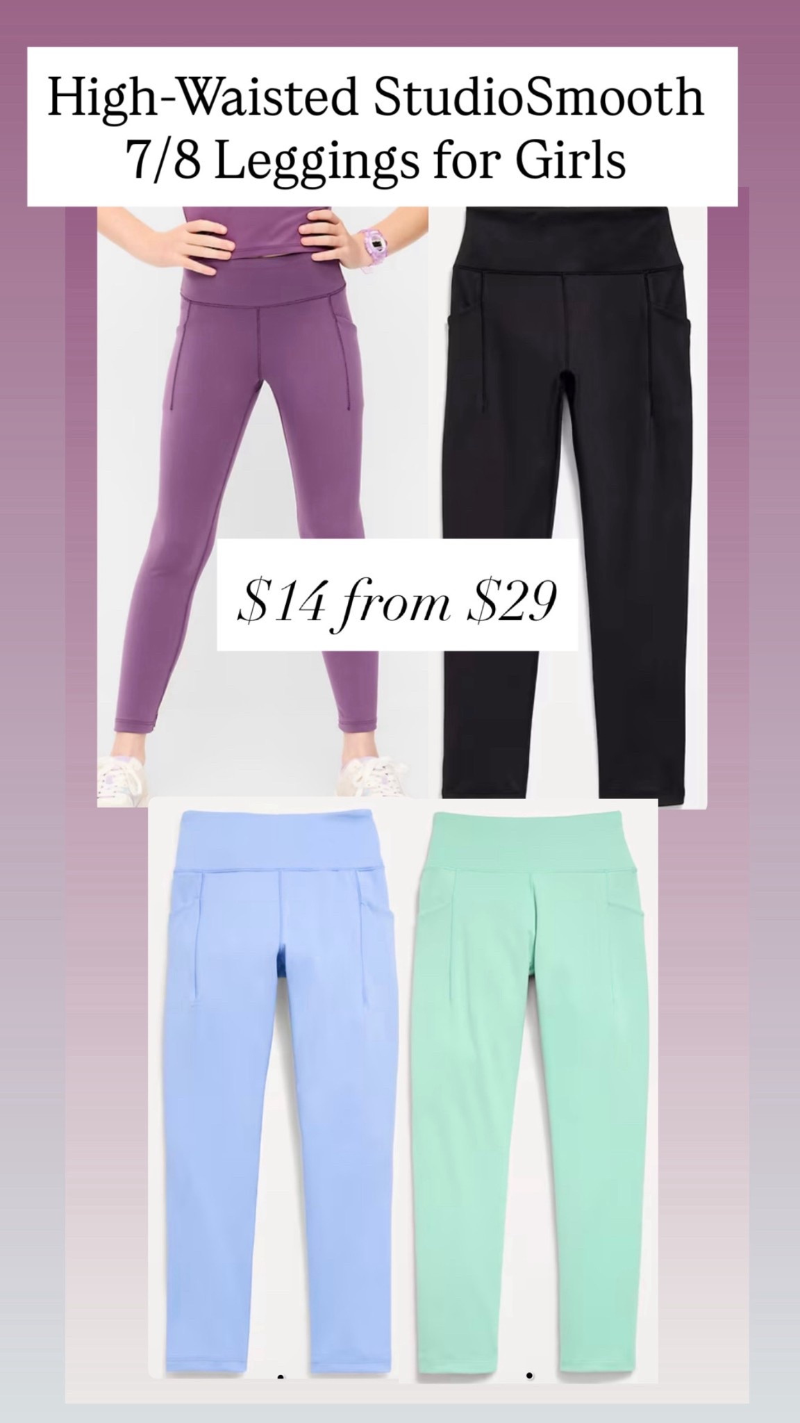 High-Waisted StudioSmooth 7/8 Leggings for Girls are $14 from $29

#LTKSaleAlert