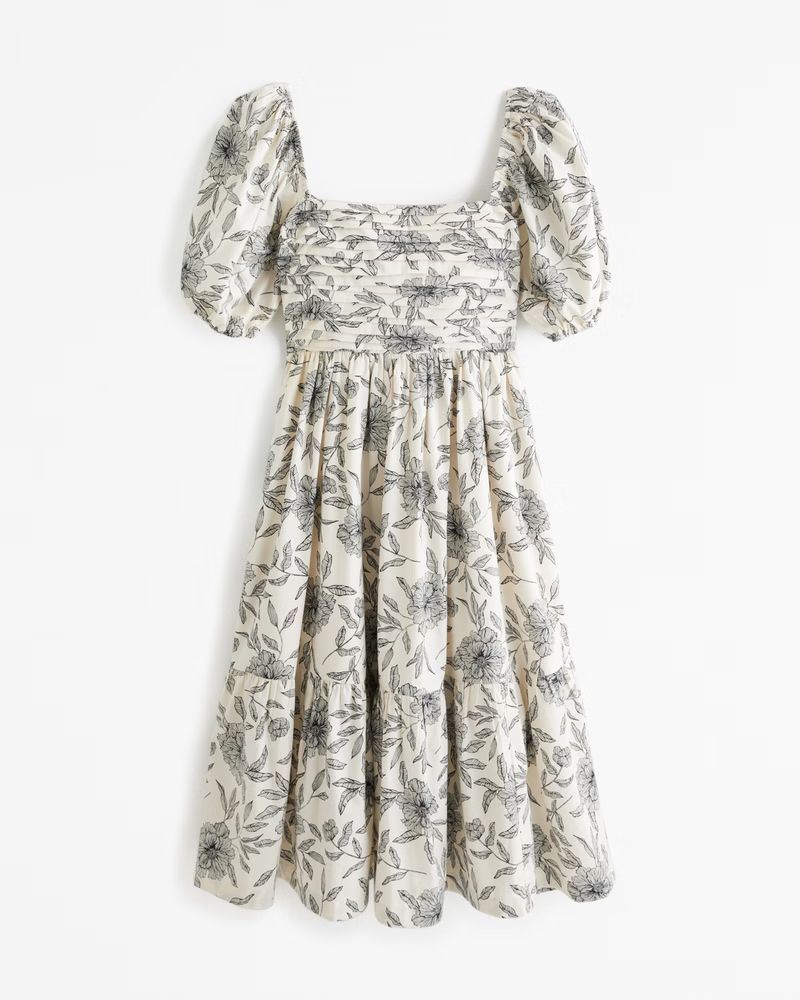 Emerson Poplin Puff Sleeve Midi Dress | Abercrombie & Fitch (US)