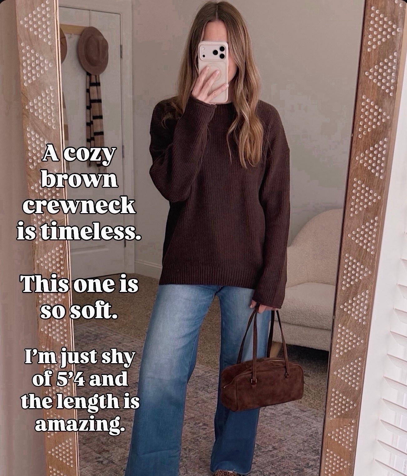 This brown crewneck has that perfect lived-in softness and the fit hits just right. The sleeves fall relaxed without feeling boxy and the length works even if you’re around 5’4.

brown crewneck sweater, neutral winter outfits, casual everyday style, soft sweaters for women, petite friendly sweaters, winter basics, amazon fashion sweaters

#LTKHoliday #LTKOver40 #LTKgrwm