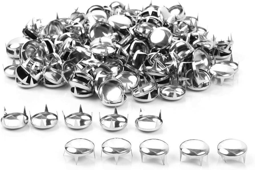 200Pcs 6mm Silver Round Dome Studs Nailhead Rivets for Punk Rock DIY Leather Craft, Clothes, Bags... | Amazon (US)