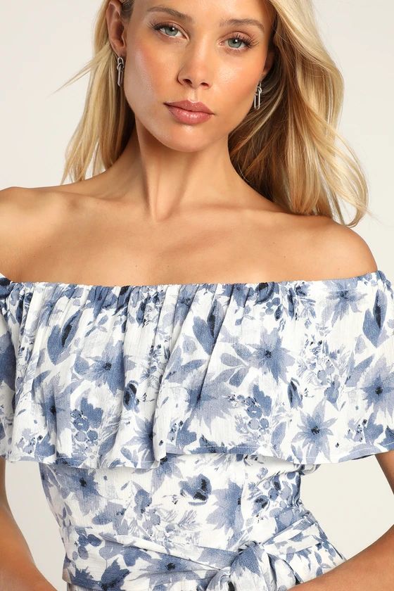 Decidedly Delightful White Floral Off-The-Shoulder Maxi Dress | Lulus (US)
