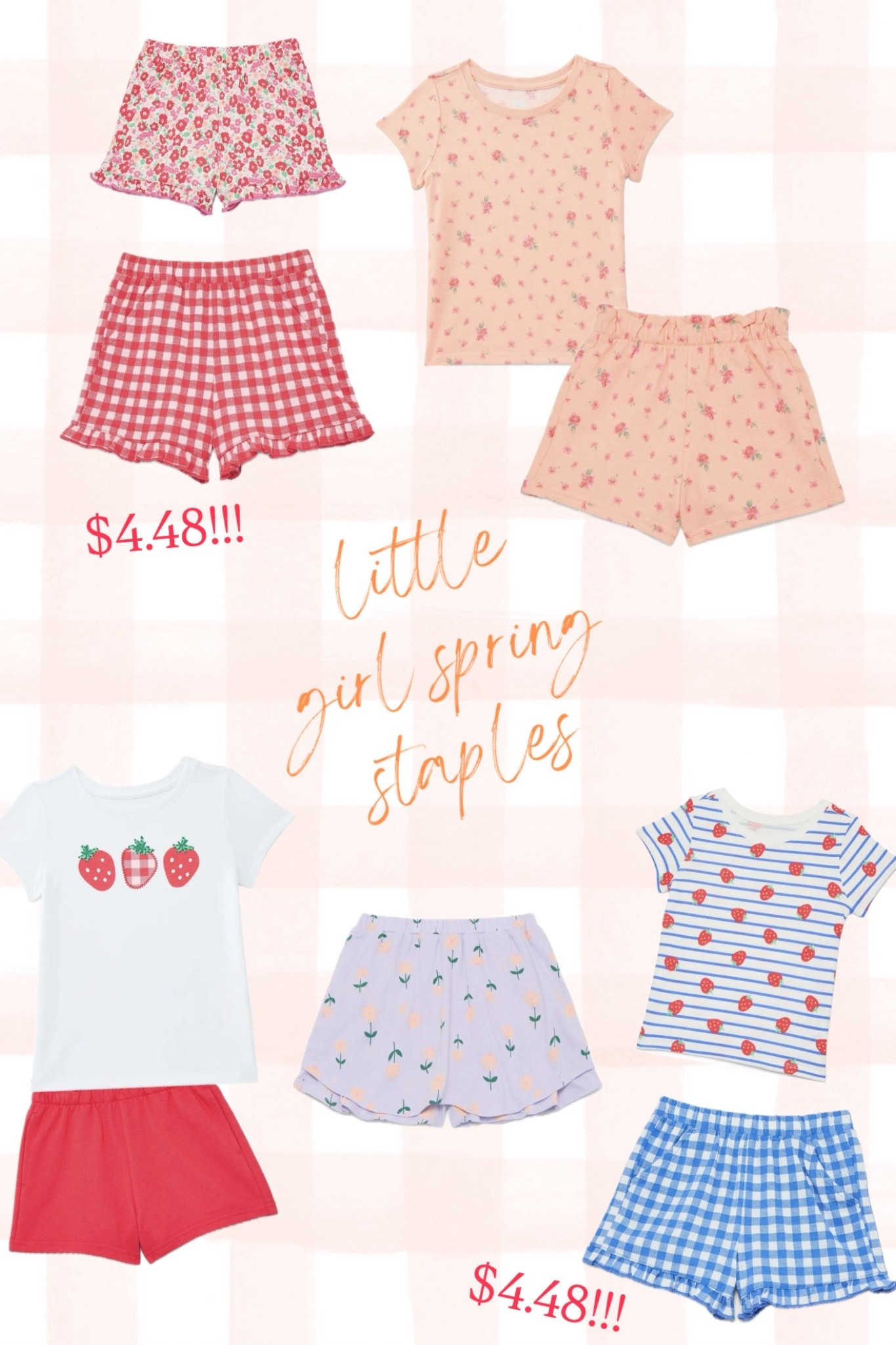 Spring staples for little girls at Walmart! $4.48 for the gingham ruffle shorts!!! Shirts are also under $5  

#LTKSpringSale #LTKKids #LTKBaby