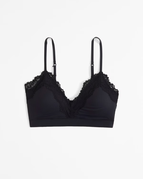 Next to Naked Lace-Trim V-Neck Bralette | Abercrombie & Fitch (US)