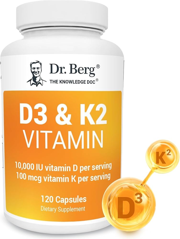 Dr. Berg Vitamin D3 K2 w/MCT Powder - Includes 10,000 IU of Vitamin D3, 100 mcg MK7 Vitamin K2, P... | Amazon (US)