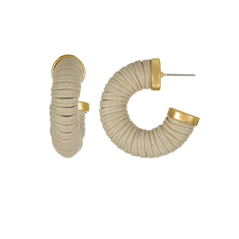 Time and Tru Goldtone and Tan Hoop Earring, 1 Pair - Walmart.com | Walmart (US)