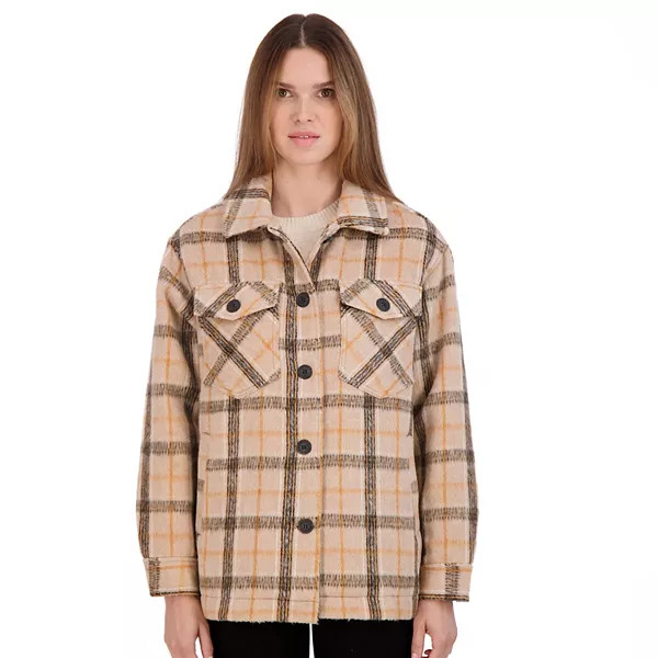 Juniors' SO® Oversized Plaid Shacket | Kohl's